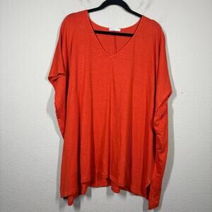 Mara Venier per Luisa Viola Size Medium Oversized Tunic Top Orange Linen Blend